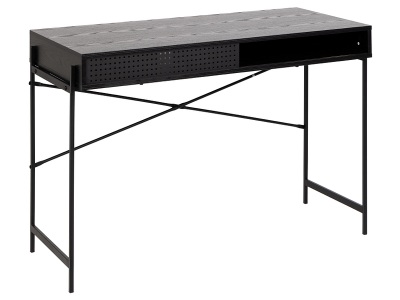 mutoni scandi, Schreibtisch Angie Melamin Esche Schwarz Schiebetür 110x50x75cm, Schreibtisch LOGAM 50x110x75cm schwarz