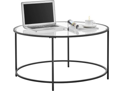 Couchtish CRYSTAL VASAGLE 84x84x45.5cm schwarz