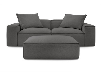 undefined, 3er Sofa BOBOCHIC BOHEME Stoff chiniert dunkelgrau
