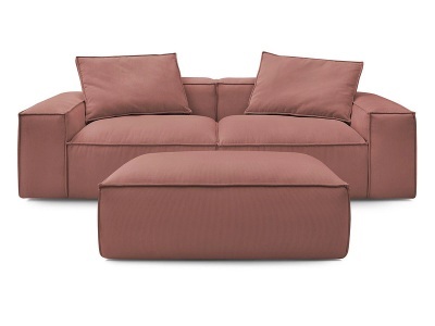 undefined, 3er Sofa BOBOCHIC BOHEME Cord-Stoff rosa, 3er Sofa mit Hocker BOBOCHIC BOHEME Cord-Stoff rosa