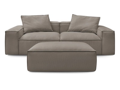 undefined, 3er Sofa BOBOCHIC BOHEME Cord-Stoff taupe, 3er Sofa mit Hocker BOBOCHIC BOHEME Cord-Stoff taupe