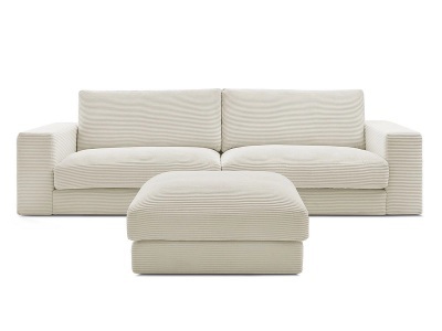 undefined, 3er Sofa BOBOCHIC LEONARD Cord-Stoff beige, 3er Sofa mit Hocker BOBOCHIC LEONARD Cord-Stoff beige