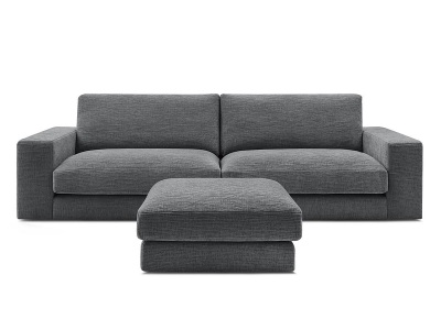 undefined, 3er Sofa BOBOCHIC LEONARD Stoff mit Textur dunkelgrau