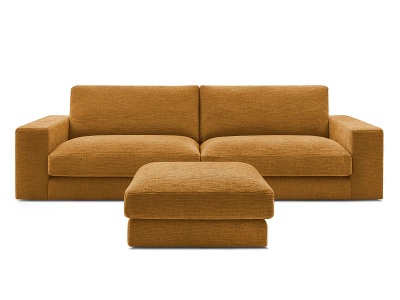undefined, 3er Sofa BOBOCHIC LEONARD Stoff mit Textur gelb