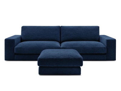 undefined, 3er Sofa BOBOCHIC LEONARD Stoff mit Textur dunkelblau