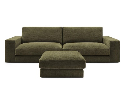 undefined, 3er Sofa BOBOCHIC LEONARD Stoff mit Textur grün