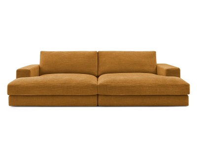 undefined, 3er Sofa BOBOCHIC LEONARD Stoff mit Textur gelb