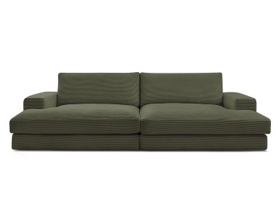 undefined, 3er Sofa BOBOCHIC LEONARD Cord-Stoff hellgrün