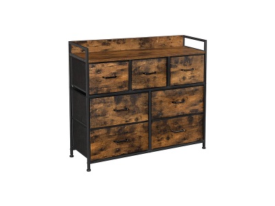 undefined, Kommode RUSTIK 7 Schubladen 98x28.5x85cm braun, SONGMICS Kommode »45440 cm x 85 cm, Braun/Schwarz«