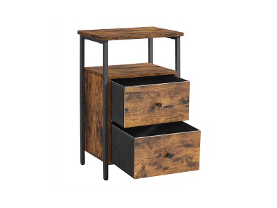 undefined, Nachttisch RUSTIK 2 Schubladen 38x28x60cm braun, VASAGLE Nachttisch »38 x 28 x 60 cm, Braun/Schwarz«