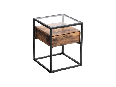 Vasagle, Vasagle - LET04BX Nachttisch, Industrial Design, Vintage Brown/Black, Vasagle Beistelltisch