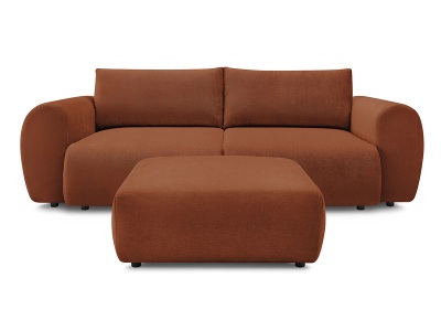 undefined, 3er Sofa mit Hocker BOBOCHIC LUCIEN Stoff orange