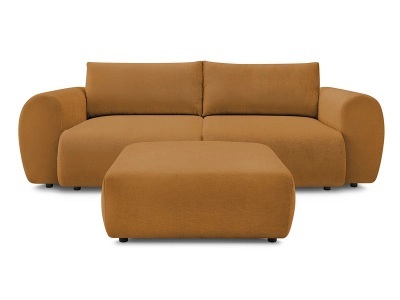 undefined, 3er Sofa mit Hocker BOBOCHIC LUCIEN Stoff gelb