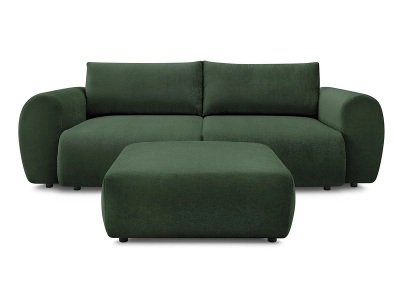 undefined, 3er Sofa mit Hocker BOBOCHIC LUCIEN Stoff grün