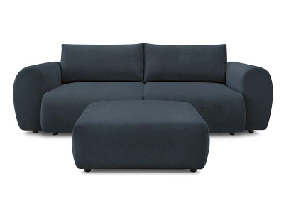 undefined, 3er Sofa mit Hocker BOBOCHIC LUCIEN Stoff dunkelblau