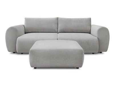 undefined, 3er Sofa mit Hocker BOBOCHIC LUCIEN Stoff hellgrau