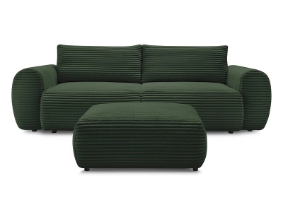 undefined, 3er Sofa mit Hocker BOBOCHIC LUCIEN Cord-Stoff grün, 3er Sofa mit Hocker BOBOCHIC LUCIEN Cord-Stoff grün