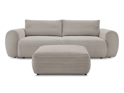 undefined, 3er Sofa mit Hocker BOBOCHIC LUCIEN Cord-Stoff taupe