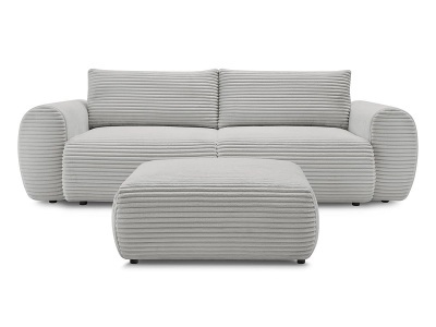 undefined, 3er Sofa mit Hocker BOBOCHIC LUCIEN Cord-Stoff hellgrau, 3er Sofa mit Hocker BOBOCHIC LUCIEN Cord-Stoff hellgrau