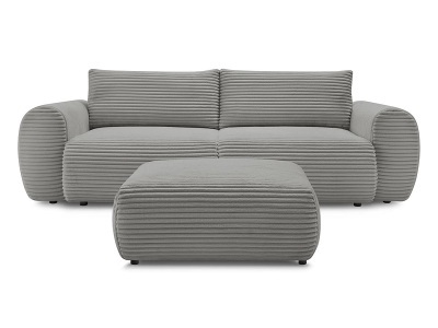 undefined, 3er Sofa mit Hocker BOBOCHIC LUCIEN Cord-Stoff dunkelgrau, 3er Sofa mit Hocker BOBOCHIC LUCIEN Cord-Stoff dunkelgrau