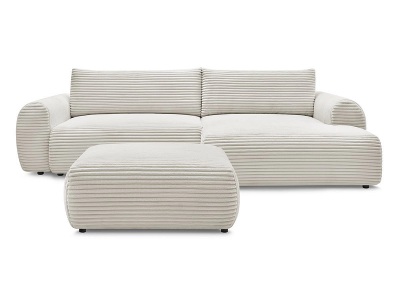 undefined, Ecksofa mit Hocker BOBOCHIC LUCIEN Cord-Stoff beige