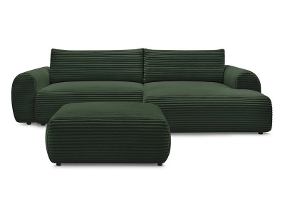 undefined, Ecksofa mit Hocker BOBOCHIC LUCIEN Cord-Stoff grün