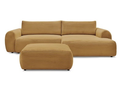 undefined, Ecksofa mit Hocker BOBOCHIC LUCIEN Cord-Stoff gelb