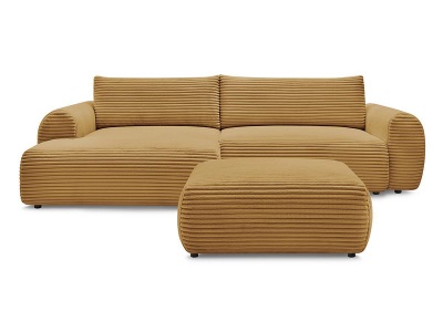 undefined, Ecksofa mit Hocker BOBOCHIC LUCIEN Cord-Stoff gelb