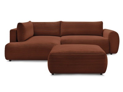 undefined, Ecksofa mit Hocker BOBOCHIC LUCIEN Cord-Stoff orange