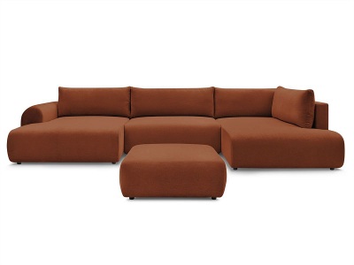 undefined, Panorama-Ecksofa mit Hocker BOBOCHIC LUCIEN Stoff orange