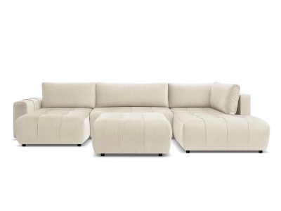 undefined, Panorama-Ecksofa mit Hocker BOBOCHIC ARSENE Samt beige