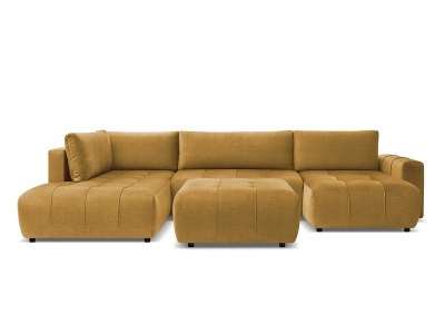 undefined, Panorama-Ecksofa mit Hocker BOBOCHIC ARSENE Samt gelb