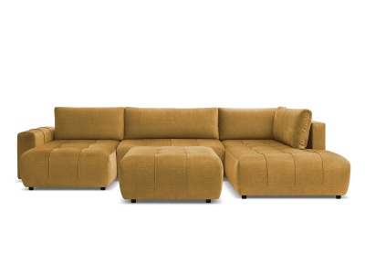 undefined, Panorama-Ecksofa mit Hocker BOBOCHIC ARSENE Samt gelb