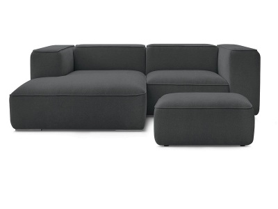 undefined, Ecksofa mit Hocker BOBOCHIC ZEPHYR Stoff mit Textur dunkelgrau