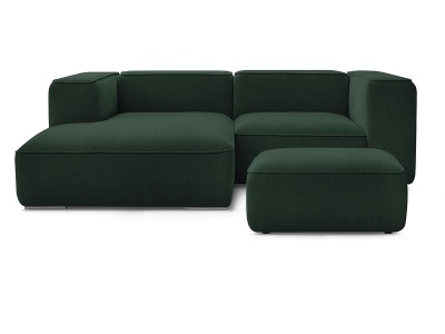 undefined, Ecksofa mit Hocker BOBOCHIC ZEPHYR Stoff mit Textur grün