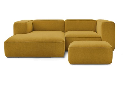 undefined, Ecksofa mit Hocker BOBOCHIC ZEPHYR Stoff mit Textur gelb