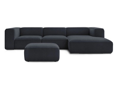 undefined, Ecksofa mit Hocker BOBOCHIC ZEPHYR Stoff mit Textur dunkelblau