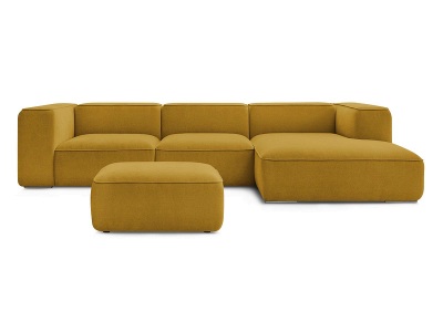 undefined, Ecksofa mit Hocker BOBOCHIC ZEPHYR Stoff mit Textur gelb