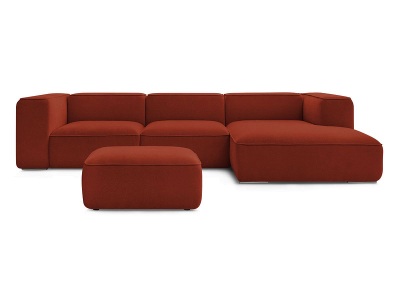 undefined, Ecksofa mit Hocker BOBOCHIC ZEPHYR Stoff mit Textur orange