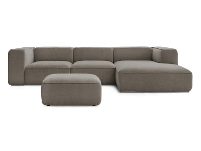 undefined, Ecksofa mit Hocker BOBOCHIC ZEPHYR Stoff mit Textur taupe