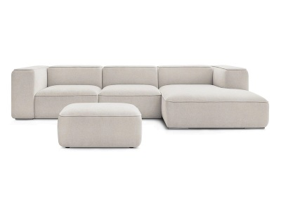 undefined, Ecksofa mit Hocker BOBOCHIC ZEPHYR Stoff mit Textur beige