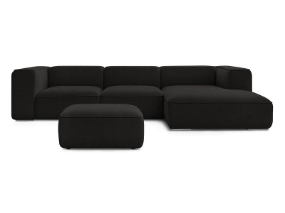 undefined, Ecksofa mit Hocker BOBOCHIC ZEPHYR Stoff mit Textur schwarz