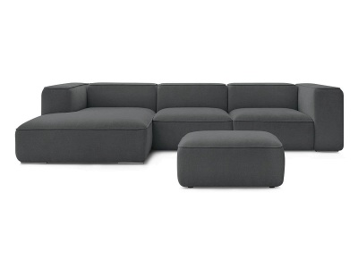 undefined, Ecksofa mit Hocker BOBOCHIC ZEPHYR Stoff mit Textur dunkelgrau