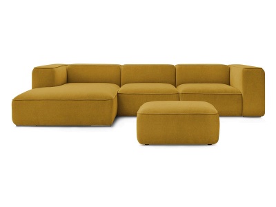 undefined, Ecksofa mit Hocker BOBOCHIC ZEPHYR Stoff mit Textur gelb