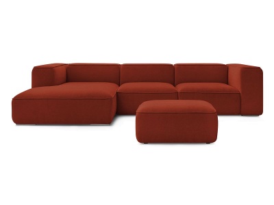undefined, Ecksofa mit Hocker BOBOCHIC ZEPHYR Stoff mit Textur orange