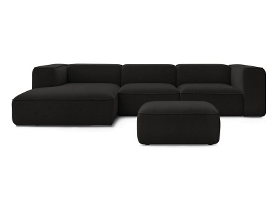 undefined, Ecksofa mit Hocker BOBOCHIC ZEPHYR Stoff mit Textur schwarz