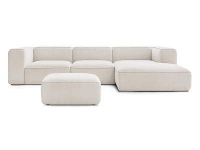 undefined, Ecksofa mit Hocker BOBOCHIC ZEPHYR Stoff mit Textur weiss