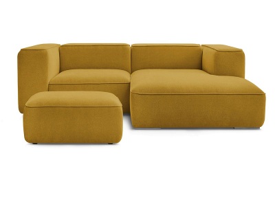 undefined, Ecksofa mit Hocker BOBOCHIC ZEPHYR Stoff mit Textur gelb