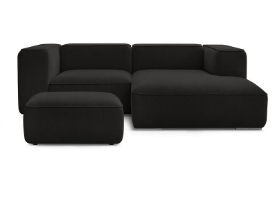 undefined, Ecksofa mit Hocker BOBOCHIC ZEPHYR Stoff mit Textur schwarz