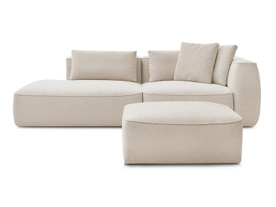 undefined, 3er Sofa mit Hocker BOBOCHIC LEOPOLD Stoff chiniert beige